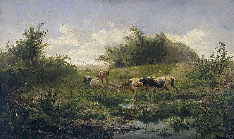 Gerard Bilders Cows at a pond oil painting image